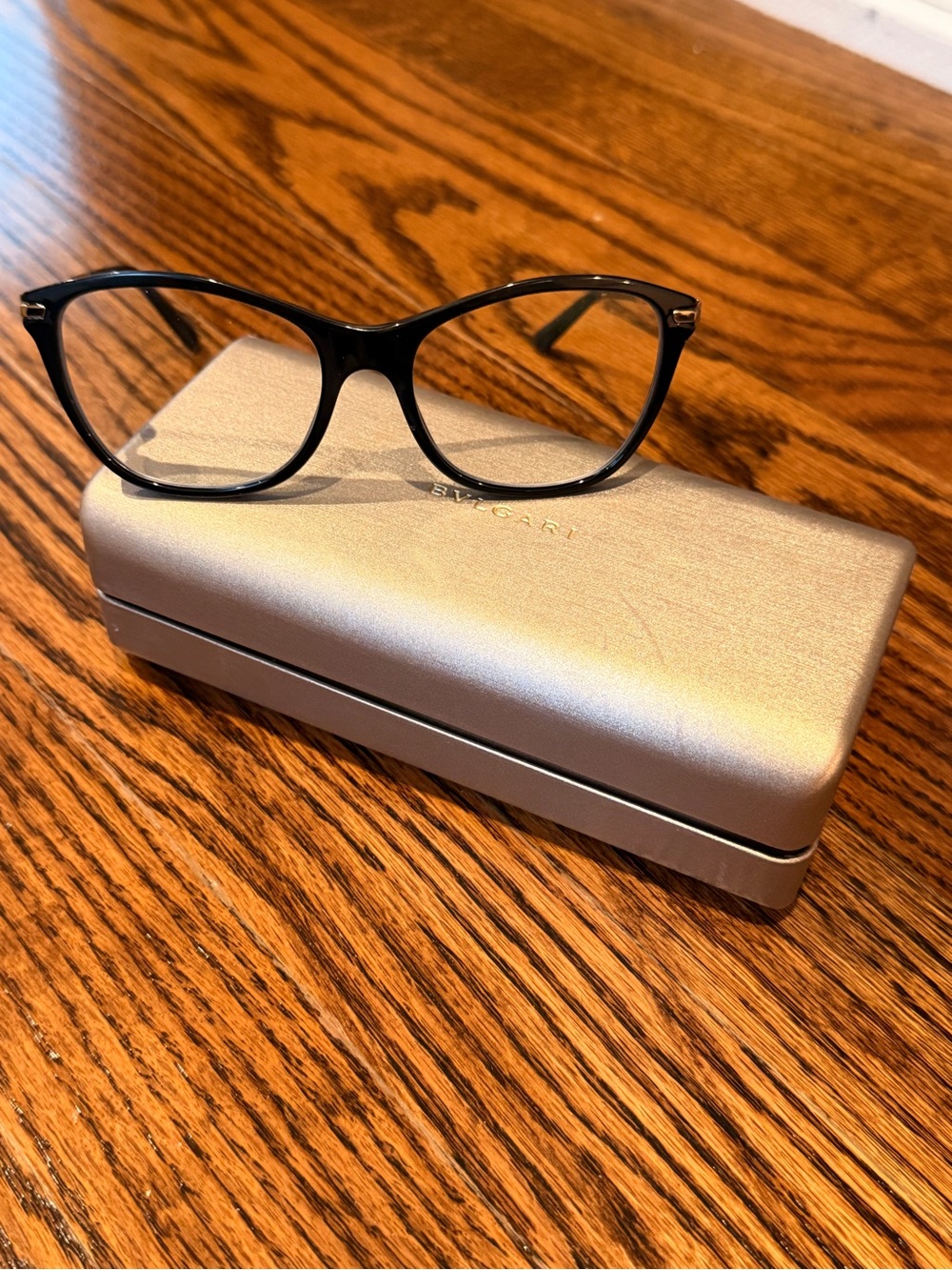 Bulgari Glossy Black Cat-Eye Eyeglass Frames